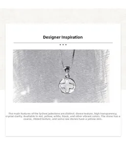 Macro detail of S925 sterling silver necklace with carved chalcedony flower pendant