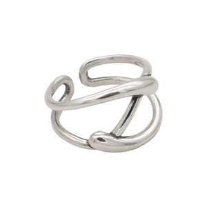 Bague ouverte minimaliste en argent sterling 925 avec un design de ligne irrégulier