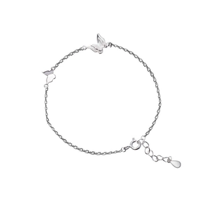 Minimalist s925 silver butterfly bracelet featuring delicate twin charms and adjustable chain