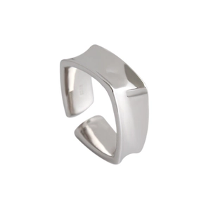 Minimalistischer S925 Sterlingsilber Ring, breit und konkav offen, poliertes Finish