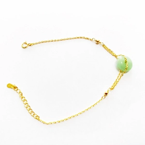 Elegant Hetian jade pendant bracelet in 18K gold plated S925 sterling silver for women