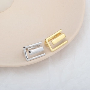 Minimalist 925 silver open rings in gold and silver with hollow rectangular geometry