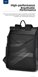 Détail du panneau dorsal ergonomique en mesh et sangle de bagage du sac à dos noir