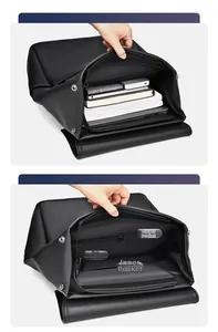 Interior layout of business backpack showing laptop compartment and large main storage