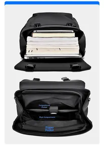 Detail view of the large capacity backpack featuring a laptop sleeve and organized compartments