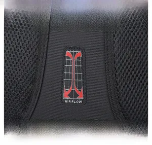 Close-up of the breathable AIR FLOW mesh padding on the back of the travel backpack
