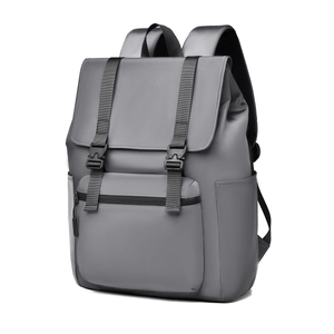Minimalist large capacity dark grey backpack with buckle straps and waterproof surface