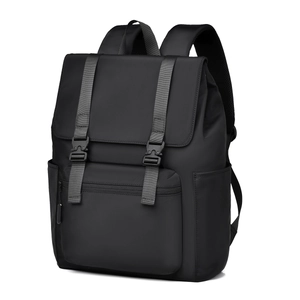Minimalist large capacity waterproof backpack with gray straps and buckle closure