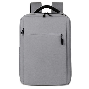 Minimalist grey business laptop backpack with black handle for travel and daily commute