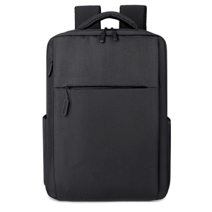 Minimalist black business laptop backpack with waterproof fabric for commute and travel