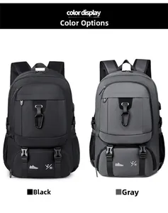 Detailed comparison of black and grey travel backpacks with shoe compartment and side pockets