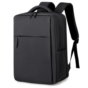 Macro detail of waterproof black business backpack with hidden zipper and side pocket
