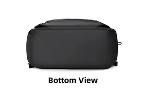 Vue détaillée du fond du sac à dos professionnel noir étanche avec coutures renforcées