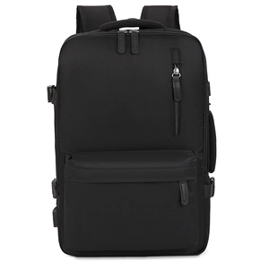 Zaino multifunzionale in nylon nero con grande capacità e scomparti multipli con cerniera
