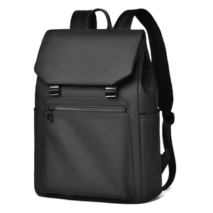 Large capacity black waterproof business laptop backpack with matte PU finish for travel