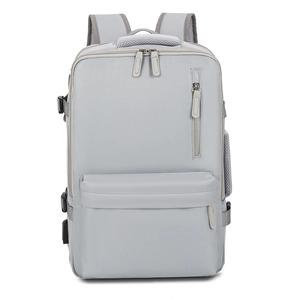 Zaino da viaggio in nylon grigio chiaro con scomparti multipli e design minimalista