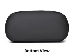 Detailed bottom view of the large capacity black travel backpack showing waterproof material