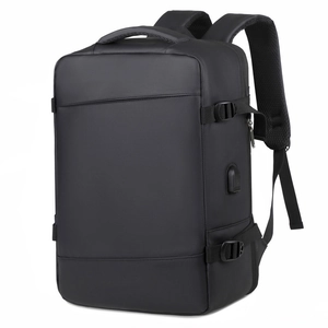 Professional black business laptop backpack with USB port and waterproof fabric
