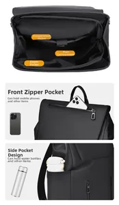 Internal compartments of the black laptop backpack showing main pocket and laptop sleeve