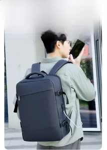 Business laptop backpack with USB charging port and ergonomic straps for travel