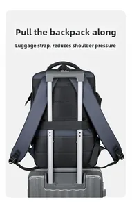 Business laptop backpack with trolley sleeve for luggage and breathable mesh back pads