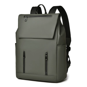 Minimalist olive green business commuter backpack with waterproof fabric and large capacity