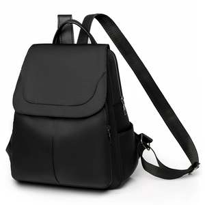 Classic black oxford fabric backpack with anti-theft flap for daily casual and commute