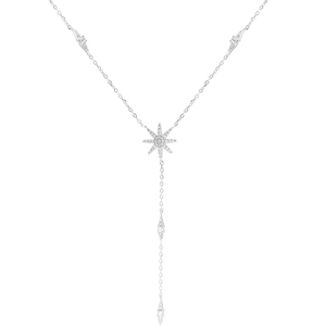 Collier gland en argent S925 avec pendentif étoile scintillante et accents de diamant