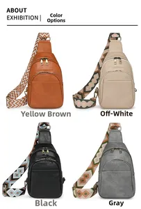 Bolsos de pecho retro de cuero PU en cuatro colores con correas anchas étnicas