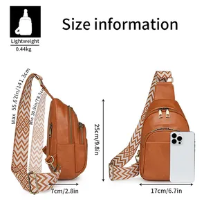 Guía de tallas detallada para bolso de pecho vintage con dimensiones específicas