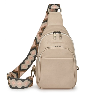 Bolso de Pecho de Mujer Vintage de Cuero PU Con Correa Ancha Bordada Geométrica Bolso Bandolera Casual para Viaje Diario Mochila Pequeña de Moda
