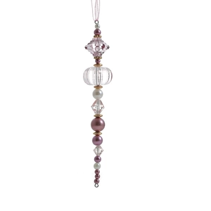 Pendentif en perles de cristal acrylique rose et transparent pour décoration de sapin