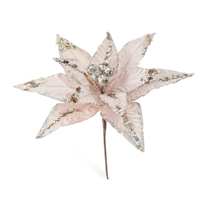 Champagner-Glitzer-Weihnachtsblume mit silbernen Pailletten für Tannenbaumschmuck