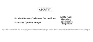 Detail card showing flocking material and single pack specifications for Xmas flower
