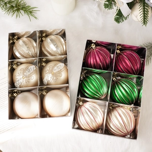 Set di 12 palline di Natale glitterate da 8cm con finiture dorate e colorate strutturate
