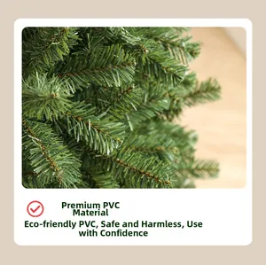 Gros plan sur les aiguilles de pin en PVC de qualité pour sapins de Noël artificiels
