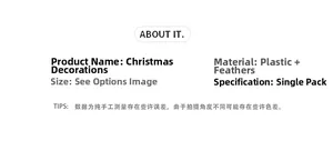 Detail specifications of white feather snowflake angel ornament for Christmas tree decor