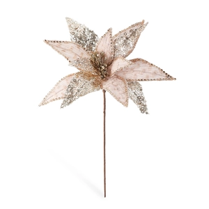 Elegant champagne glitter mesh Christmas flower decoration for trees and wreaths