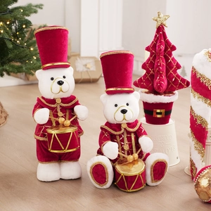 Orsetti natalizi in peluche stile schiaccianoci in velluto rosso con paillettes