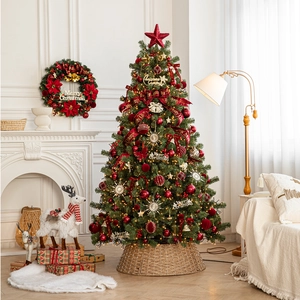 Kit Sapin De Noël Artificiel Avec Lumières LED PVC PE Luxe Nordique Festif Décoration De Fête Maison Intérieur Ornements Nœuds