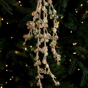 Rami natalizi color champagne con perle e glitter per decorazioni festive di alberi