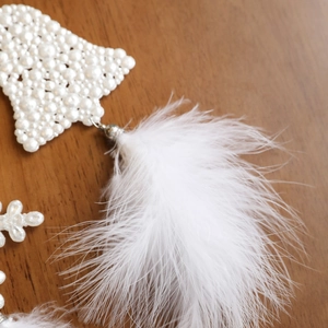 White feather angel pendant with pearl Christmas tree for holiday tree decorations