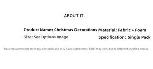 Detailed specifications card for cloth and foam Christmas teddy bear decorative toy