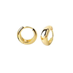 Minimalist chunky golden hoop earrings with high polish finish and clicker closure