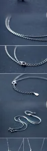 Macro detail of S925 sterling silver chain with spring clasp and zodiac pendant