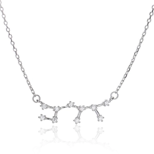 S925 sterling silver zodiac pendant necklace with sparkling cubic zirconia stones