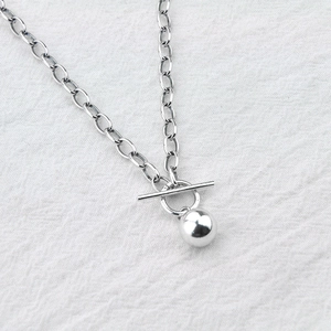 Minimalist Ball Pendant Necklace Copper Toggle Clasp Geometric Sphere O-Chain Hip Hop Style Unisex Jewelry