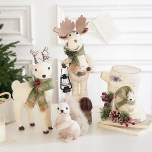 Set de décorations de Noël avec figurines de cerf, écureuil et souche pour les fêtes
