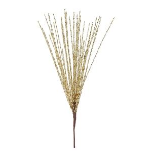 Sparkling gold sequin branch decoration for Christmas trees with glitter spiral stems