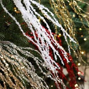 Sparkly sequin wheat ear branch Christmas tree decoration in gold, silver, red and white